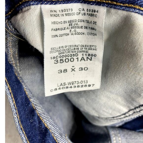 Wrangler Rugged Wear Jeans Mens 38X30 Dark Blue Relaxed Straight - Picture 5 of 12